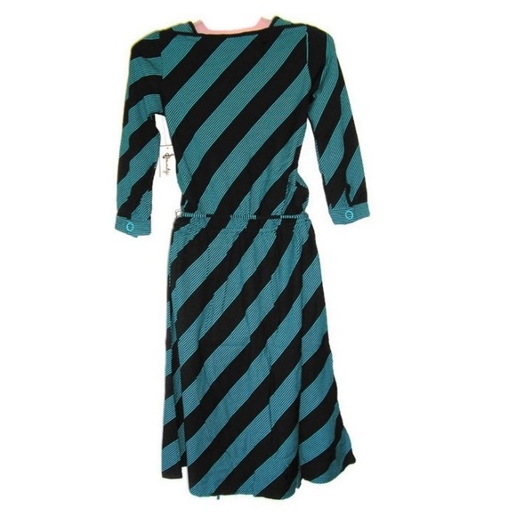 NWT retro cotton soundgirl blue stripes dress - Picture 3 of 3